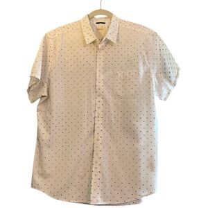 Life After Denim White Black Embroidered Dot Short Sleeve Button Up Shir…